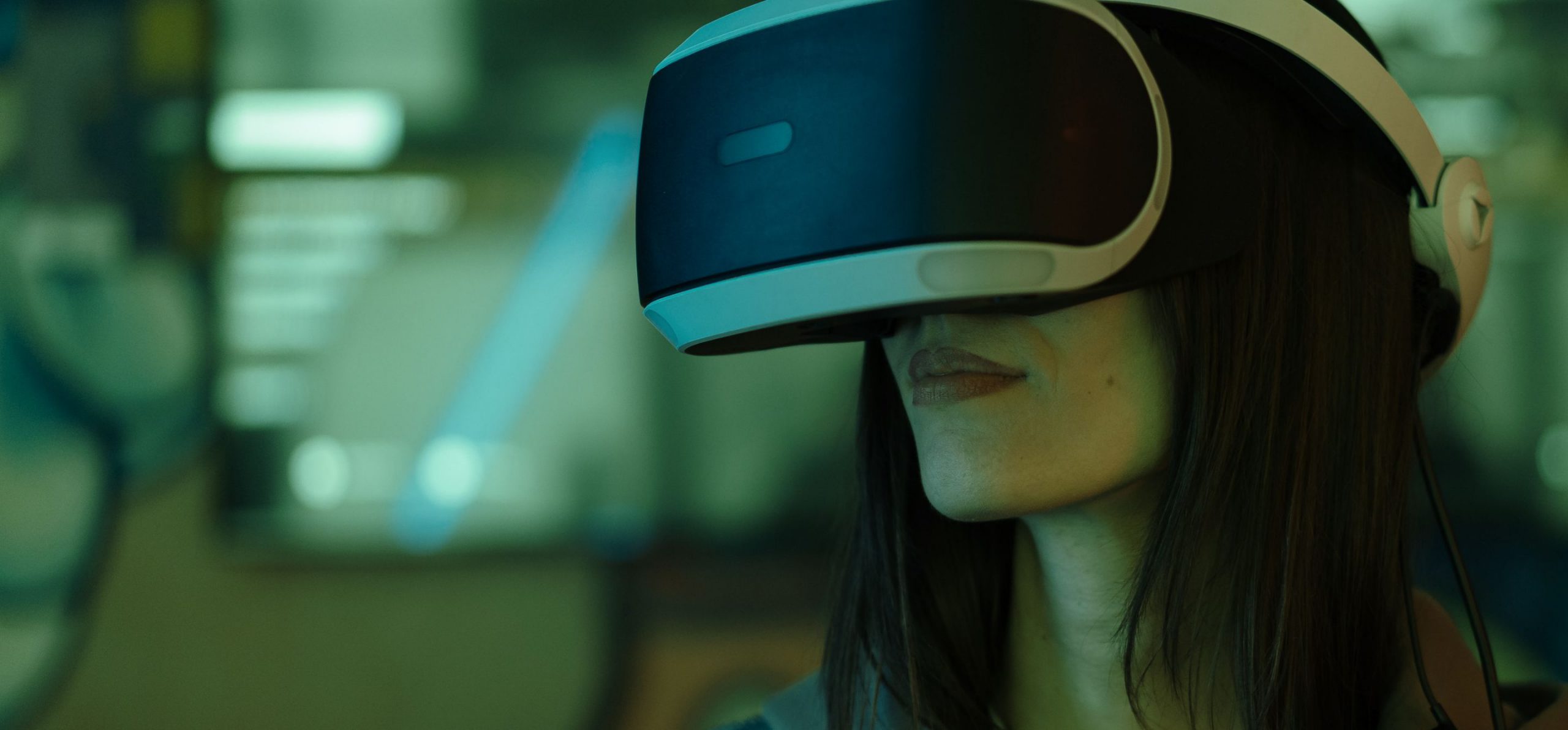 Person using virtual reality headset